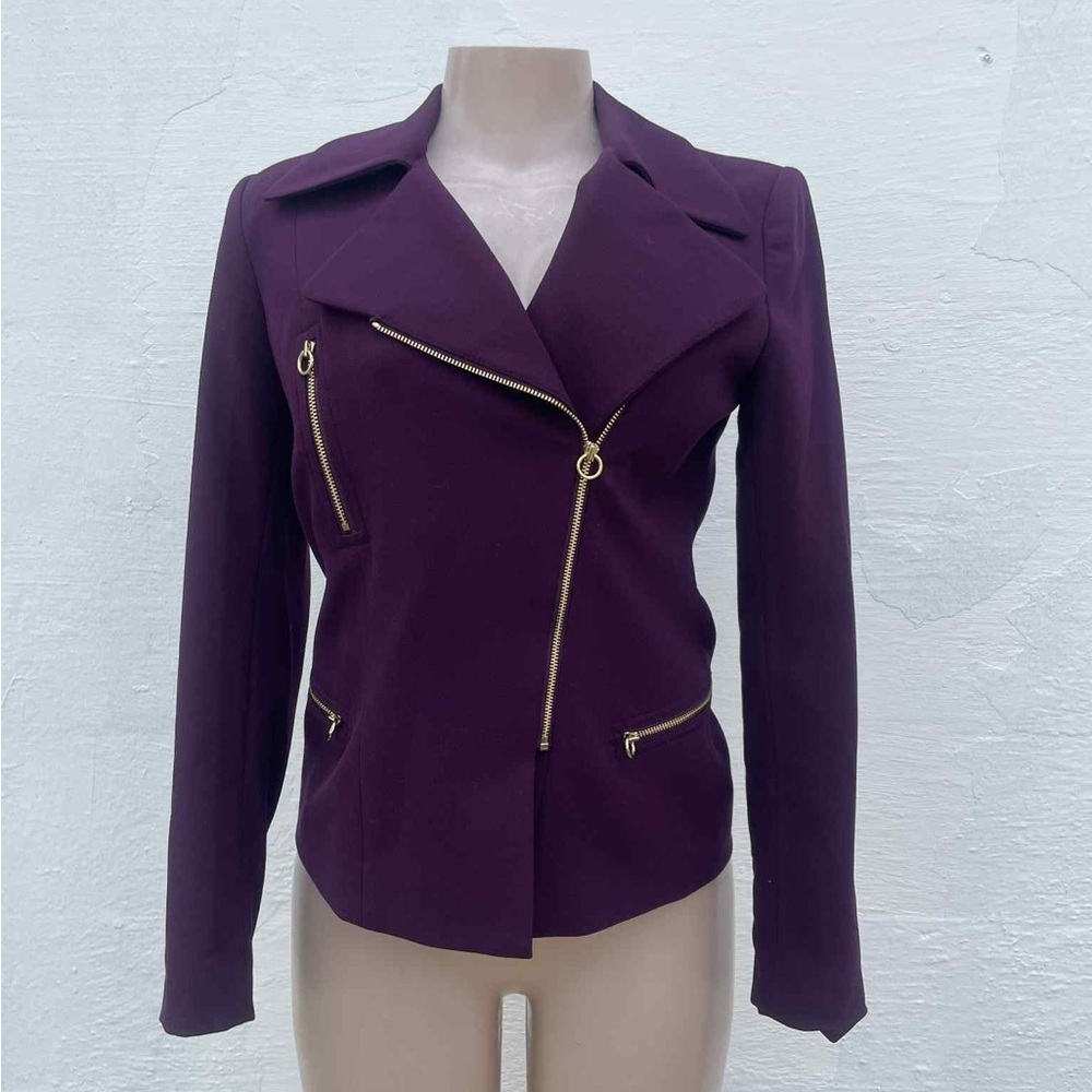 Calvin Klein Deep Purple Blazer with Gold Accents